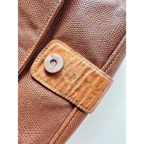 Vintage COURREGES Brown Lizard Embossed Leather Crossbody Bag Purse - Picture 7 of 16